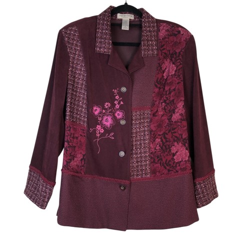 Vintage Notations Patchwork Tweed Floral Jacket Size 1X Cottagecore Art to Wear