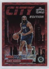 2023 NBA Hoops Premium Stock City Edition Red Prizm 67/88 James Harden #20 0ud4