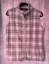Woolrich Women  s Medium Frost Hunt Plaid Fleece Vest Gray Zip Front M