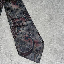 Henry Grethel Mens Dress Tie Size 55  4  Gray Paisley Silk Business Formal City