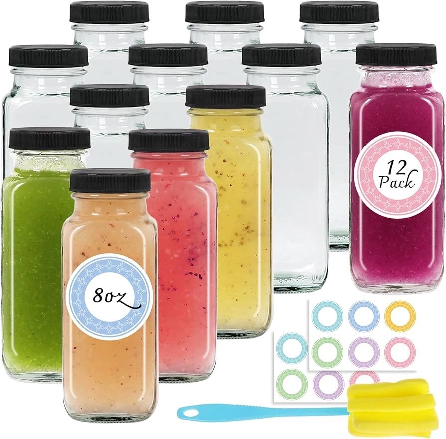 S With Lids, Reusable Glass Water Bottles, 250...