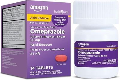 Amazon Basic Care Omeprazole 20mg Heartburn Relief 14ct Compare to Prilosec