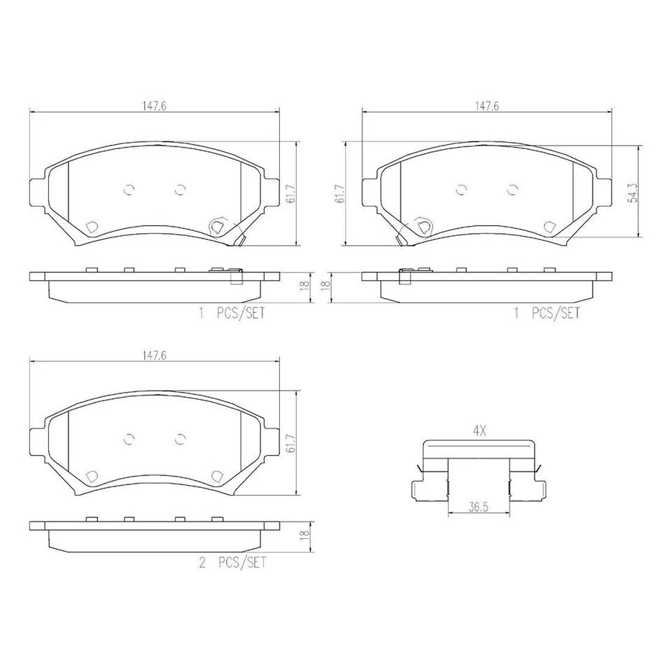 Комплект передних керамических тормозных колодок Brembo для Buick Chevy Pontiac Cadillac Oldsmobile - Изображение 4 из 4