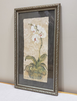 White Orchid Botanical Print Framed Tuscan Italian Villa Floral Art Wall Decor