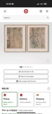 Threshold- Set of 2 Textured Fabric Framed Wall Art 24"x30 Burlap Abstract Boho