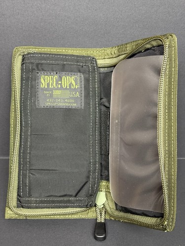 SPEC OPS Brand Tactical Organizer Wallet Pouch Green Clear ID Windows Zip USA