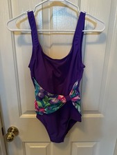 Rose Marie Reid Purple With Pink Flowers Swimsuit