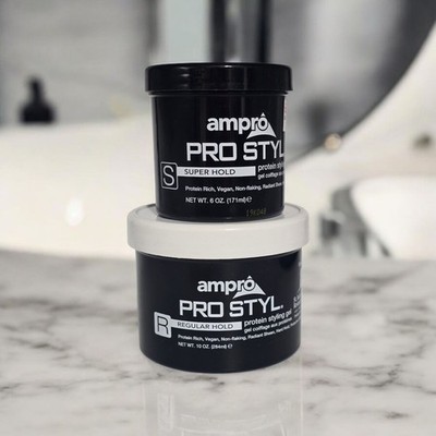 AMPRO Pro Styl BUNDLE 1x Super Hold 6 oz & 1x Regular 10 oz Protein Styling Gel