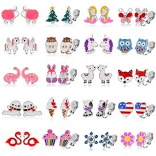20 Pairs Kids Clip on Earrings for Girls - Easter Clipon Earrings for Little ...