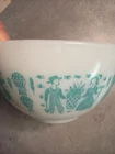 Vintage Pyrex Amish ButterPrint 401 1.5 Pint Mixing Bowl Turquoise On White