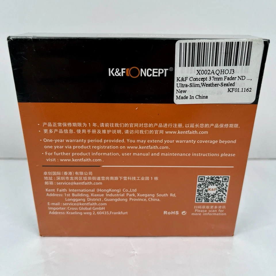 K&F Concept 37mm Variable ND Filter ND2–ND32 Camera Lens Filter No X Cross - Image 2 of 4