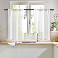 White Sheer Tier Curtains 30 Inch Length Curtain Sheers Transparent Half Window
