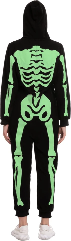 Adulto Esqueleto Brilla en la Oscuridad Mono Pijama Halloween Juegos con disfraces Disfraz Foto 3 de 3