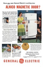 1950 General Electric Alnico Magnetic Door Refrigerator Vintage Print Ad