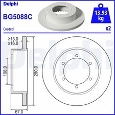 2 dischi freno Delphi BG5088C per Nissan Cabstar F24M F24W NT400 DCI F91AN