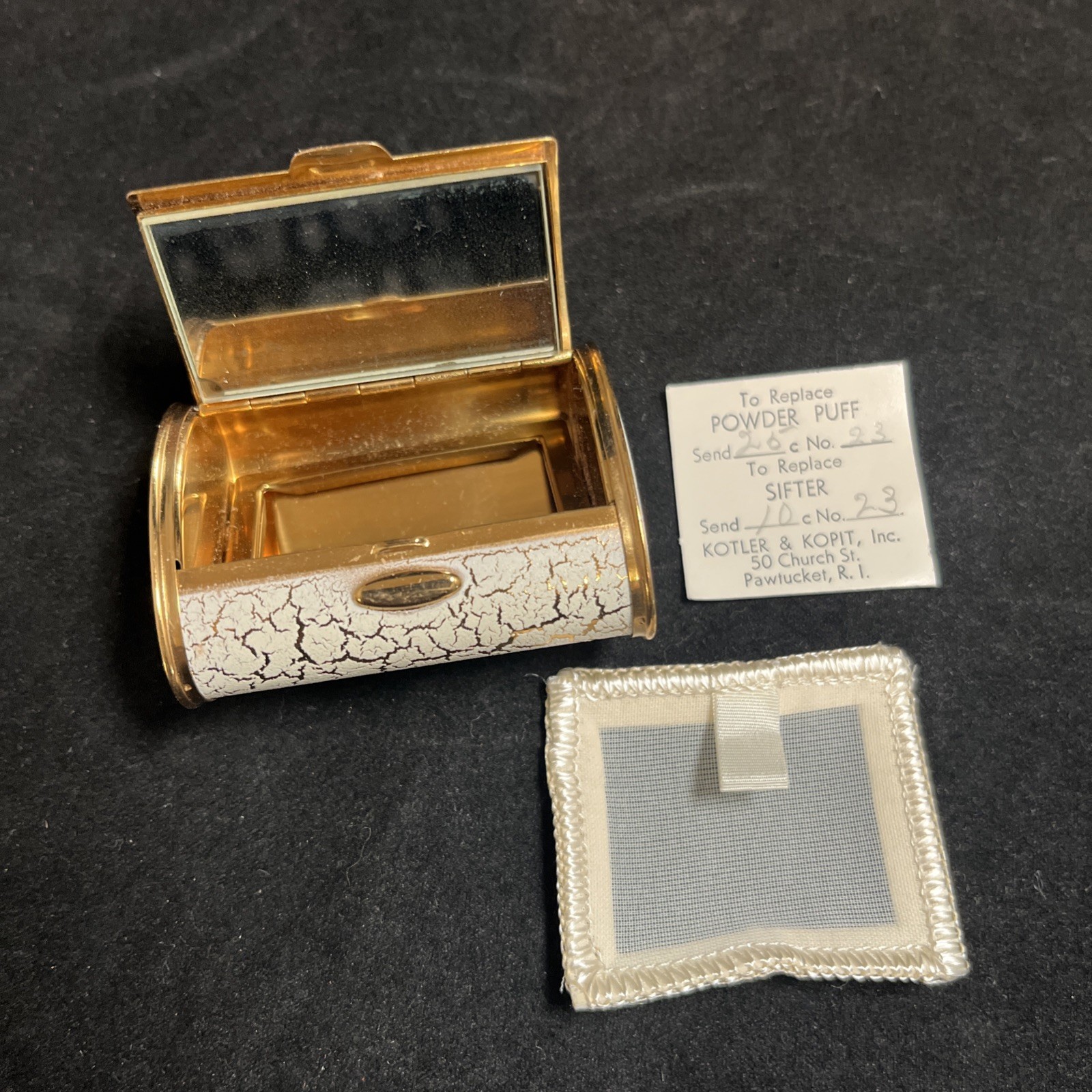 Kotler and Kopit Crackle Finish Compact with Powder Sifter 50s