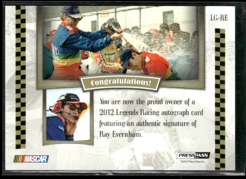 2012 Press Pass Legends RAY EVERNHAM /150 Auto Press Proof #LG-RE NASCAR N361 - Image 2 of 3