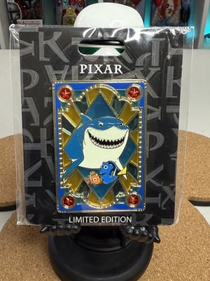 Disney Pixar Finding Nemo Bruce, Dory Stained Glass Jumbo Pink A La Mode Pin LE
