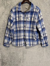 L.L. Bean Women's Flannel/Sherpa Fleece Lined Plaid Snap Front Shirt/Jacket Med