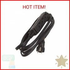 Woods 2611 8-Foot 3-Prong Indoor Extension Cord With 3 Outlets, Black
