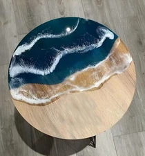 Ocean Round Epoxy Table – Handmade Ocean-Inspired Resin Tabletop - 100% Handmade