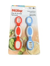 Nuby Dip  Scoop Spoons 2-Pack - Easy Grip - Encourages Self-Feeding - BPA Free