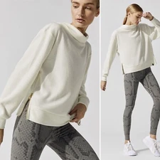 Varley Huntly Side Zip Sweater Soft White Size M XL Cowl Neck Boxy Oversized NWT