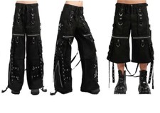 Gothic Cyberpunk Convertible Baggy Unisex Pants – Black Utility Trousers Rings