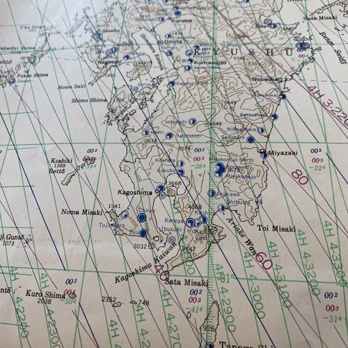 RARE! WWII 1945 U.S. Navy LORAN Navigation Map Japan Hiroshima Nagasaki Okinawa - 第 19/24 張圖片