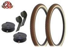 ALTA BICYCLE WIRE BEAD TIRES 26 x 2.125 BROWN/CREAM HEAVY DUTY DIAMOND 6pc SET.