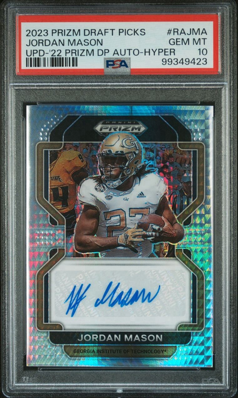 Jordan Mason 2023 Panini Prizm Draft Picks  Auto Hyper PSA 10