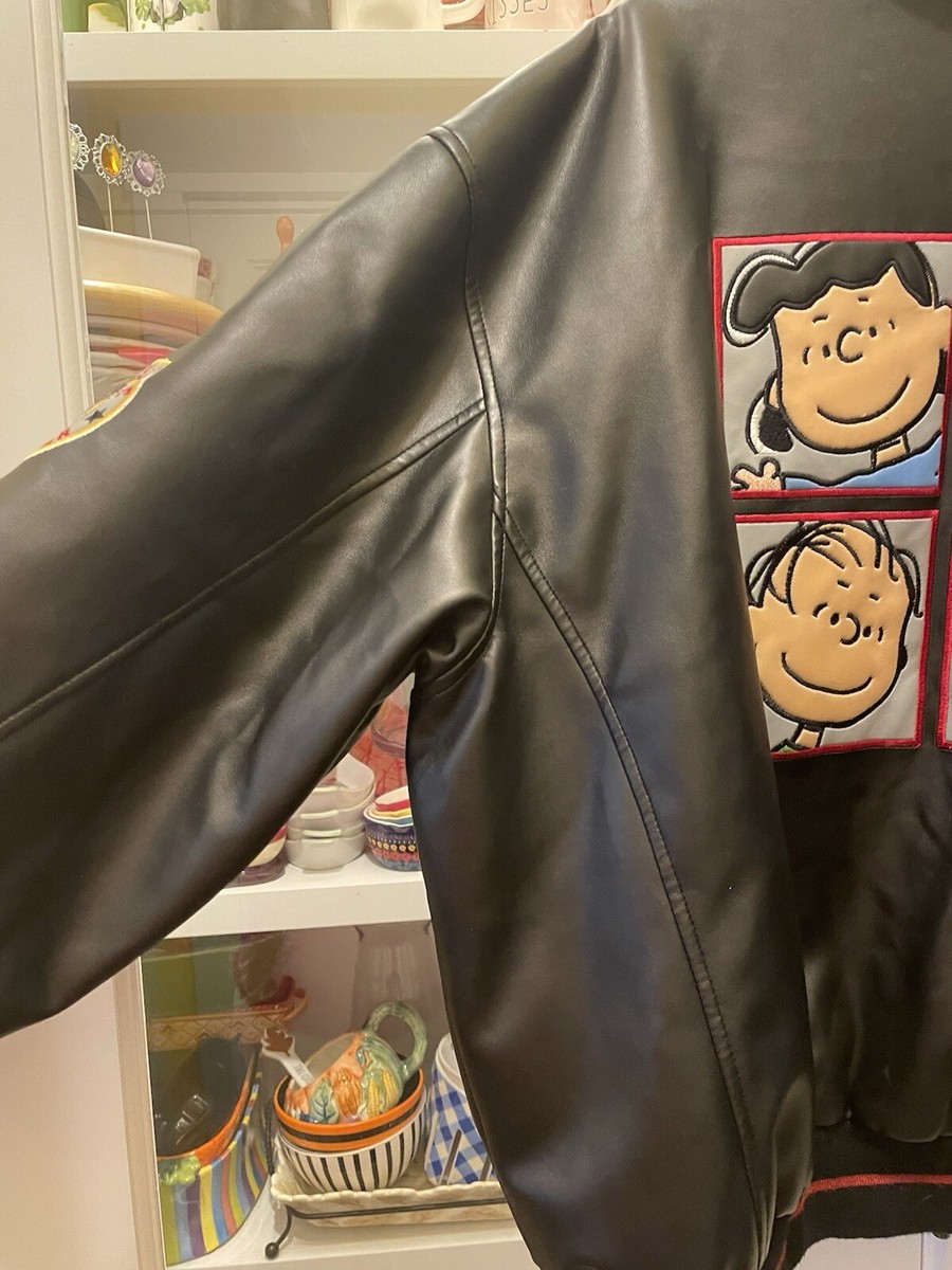 PEANUTS ブラウン ジップアップジャケット XL Peanuts Snoopy Charlie Brown Pleather Jacket XL | eBay