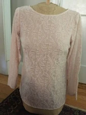 LOFT Embroidery Tunic Top Pink Woman S