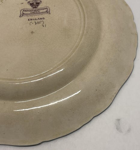 1850s Mason's Victorian Ironstone England 8 in Round Plate Village Scene Floral - Picture 11 of 14