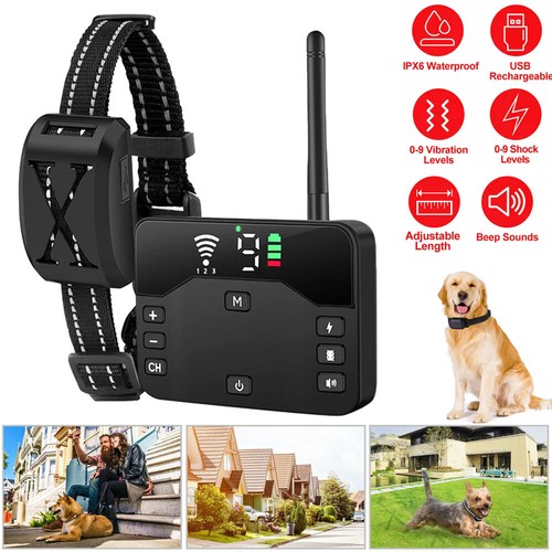 1/2/3 Pet Dog Wireless Electric Fence Containment System Training Collar Shock