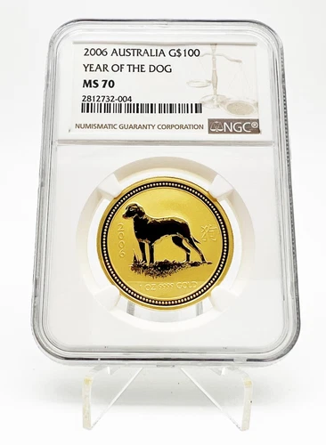 Australia 2006 100$ Year Of The DOG Lunar Series 1 oz Gold Coin NGC MS70