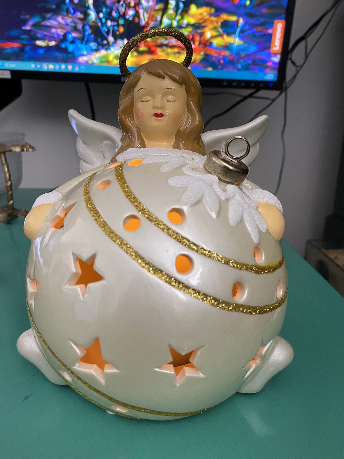 QVC Angel Flameless Candle Luminaries in Gift Box Multi Color Lights eBay