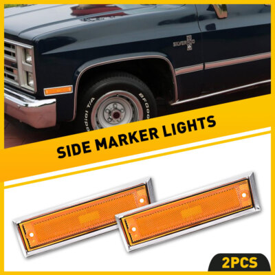 DEPO Chrome Side Marker Light Pair - For Chevy Blazer, GMC Jimmy, C/K Pickup (1981-1991) - Front Left & Right