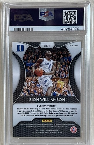 Selecciones del draft de Panini Prizm 2019 Zion Williamson Silver Prizm #1 RC - PSA 8 - Imagen 2 de 2