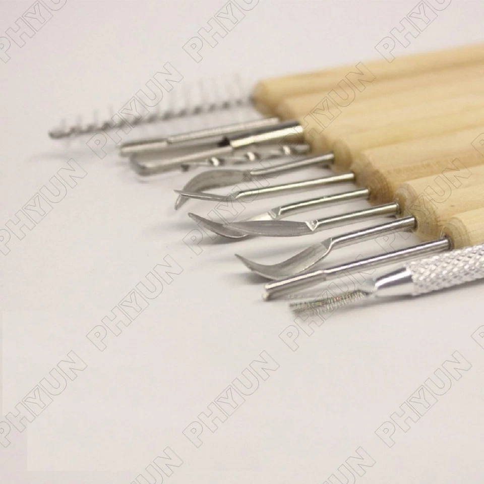 11Pcs Clay Tools Set Metal Tipped Clay Sculpting Tools with Wood Handles Ideal - Image 3 of 4