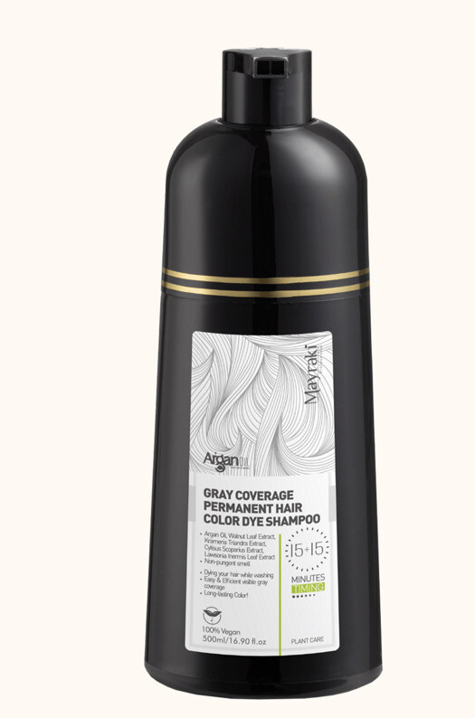 Mayraki,Gray Coverage Permanent Hair Color Dye Shampoo Color 01 Leather
