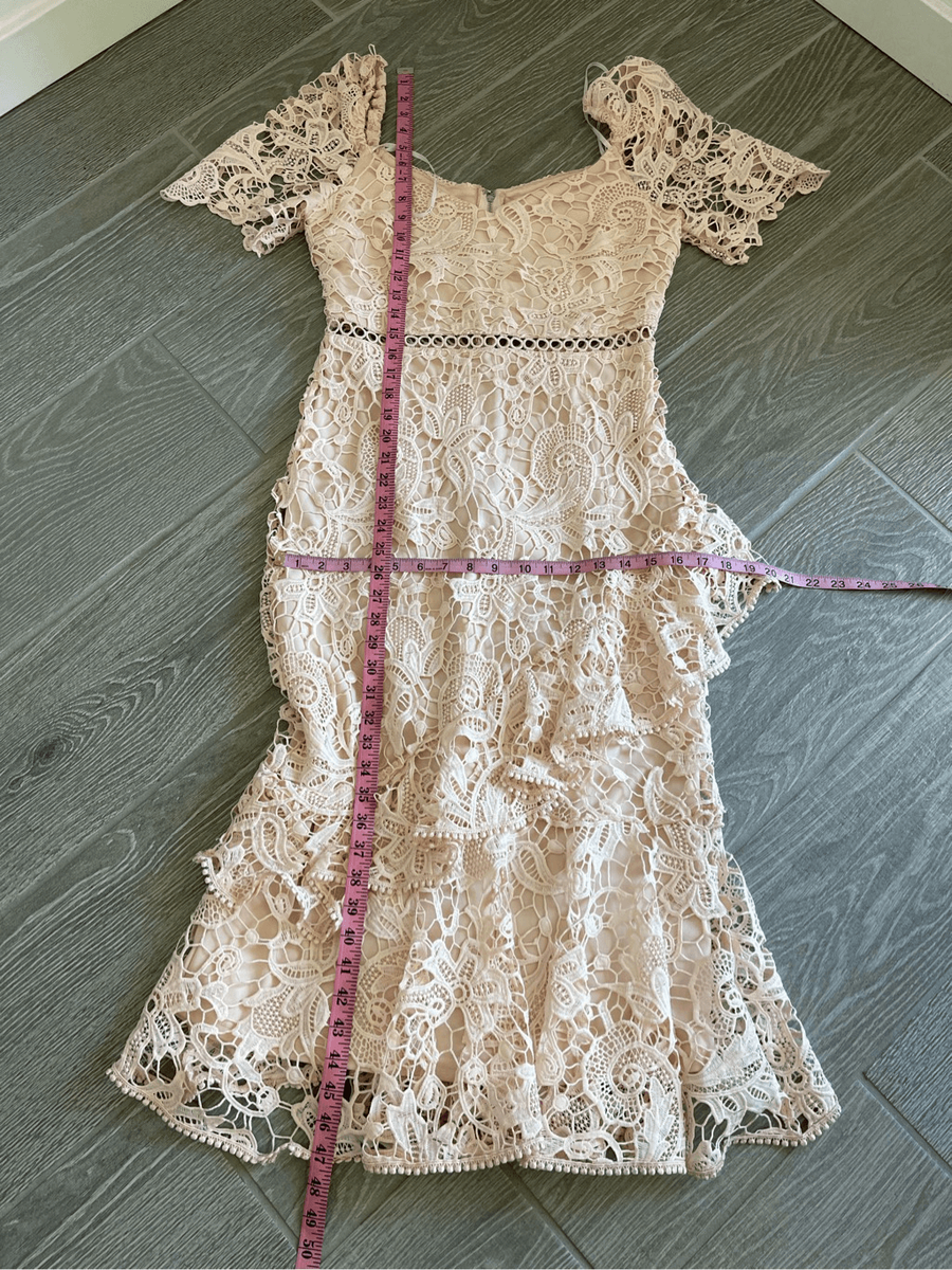 LULU'S Briarwood Blush Pink Lace Ruffled Midi Dress Size Medium | eBay