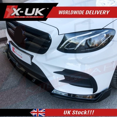 FOR MERCEDES E CLASS W213 C238 AMG E63 LOOK GLOSS BLACK FRONT SPLITTER LIP 16-17 - Picture 6 of 10