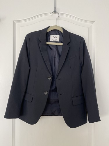 ZARA boys textured Tailored suit jacket, blue, size 8 - Picture 5 of 9
