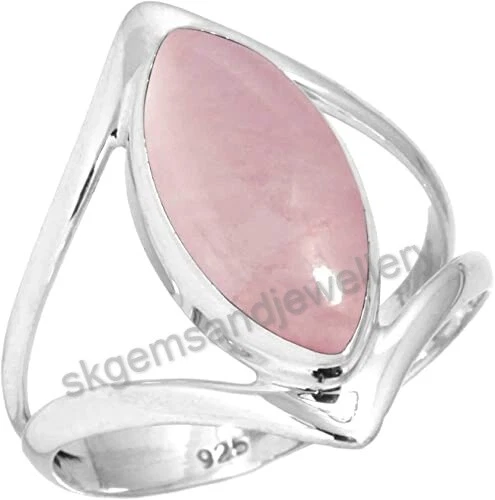 Anillo de cuarzo rosa anillo de plata de ley 925 anillo de piedras preciosas joyería fina todos los tamaños Foto 4 de 4