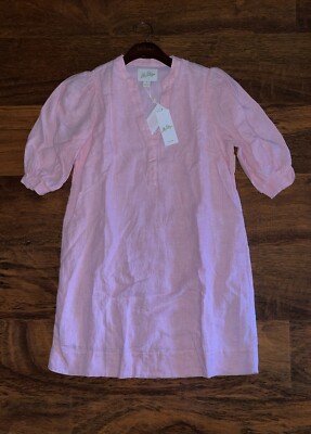 Lilly Pulitzer 8 Conch Shell PINK MIALEIGH LINEN DRESS Elbow Puff Sleeves  NWT | eBay