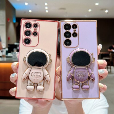 For Samsung Galaxy S26 S25 FE S24 Ultra S23 S22 Cute Astronaut Holder Stand Case