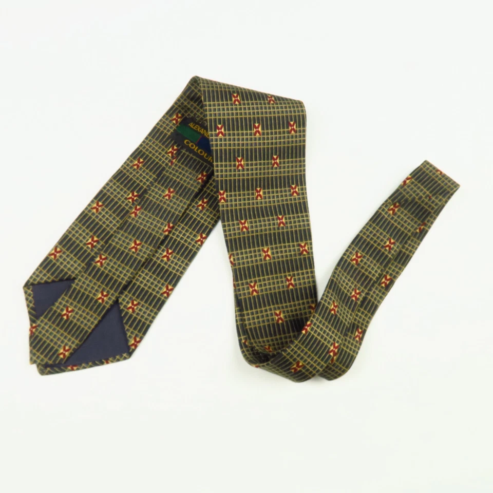 Colores por Alexander Julian Para Hombres Corbata Cuello Cuadros Floral Negro Dorado 58"x4" Foto 4 de 4