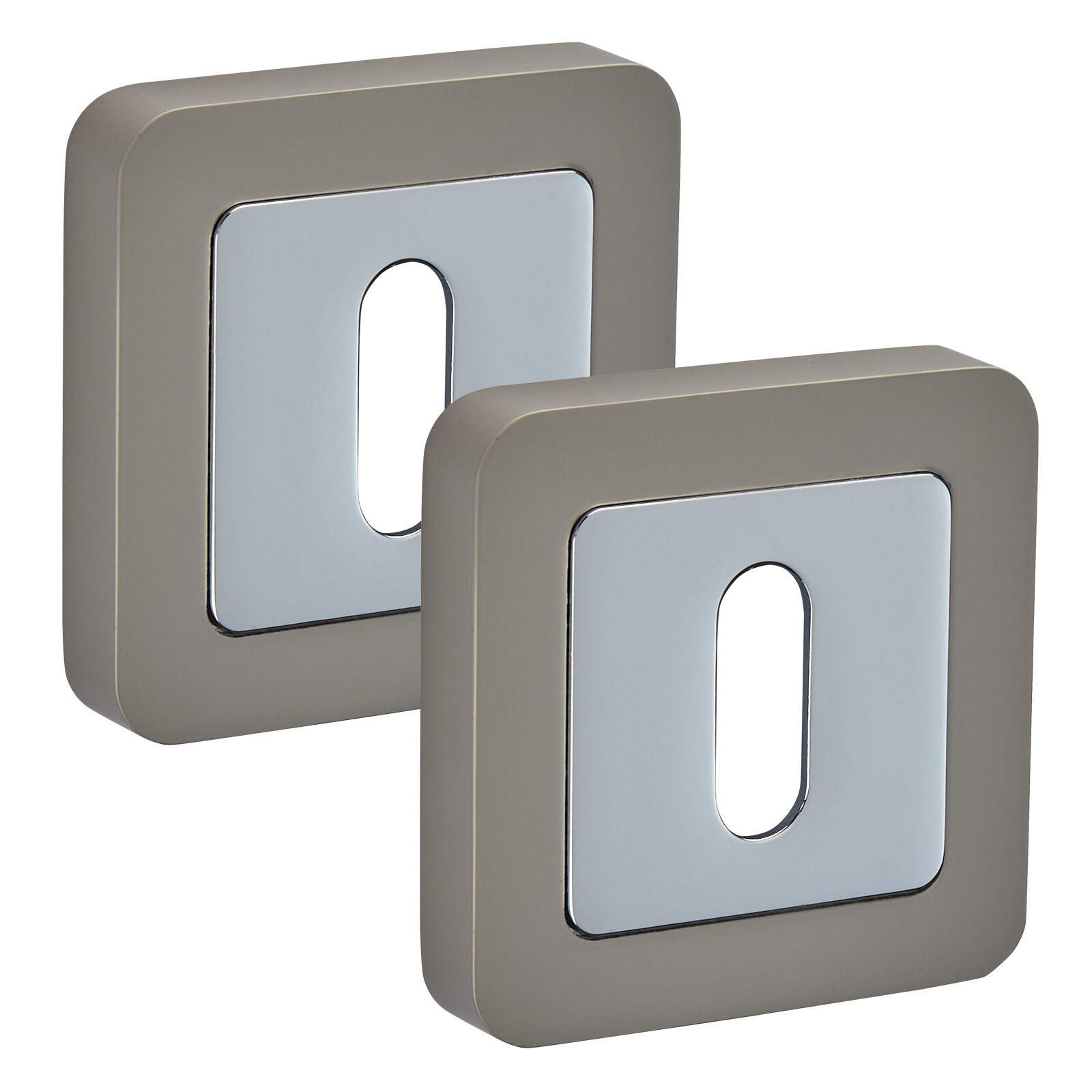 Duo Satin Chrome Square Standard Keyhole Cover Escutcheon Pairs