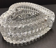 Crystal HEART TRINKET DISH with LID elegant unmarked